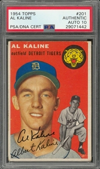 1954 Topps #201 Al Kaline Signed Rookie Card – PSA/DNA GEM MT 10